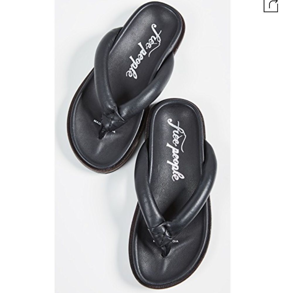 NWT Free People Lena Footbed Sandals In Black - Picture 9 of 10